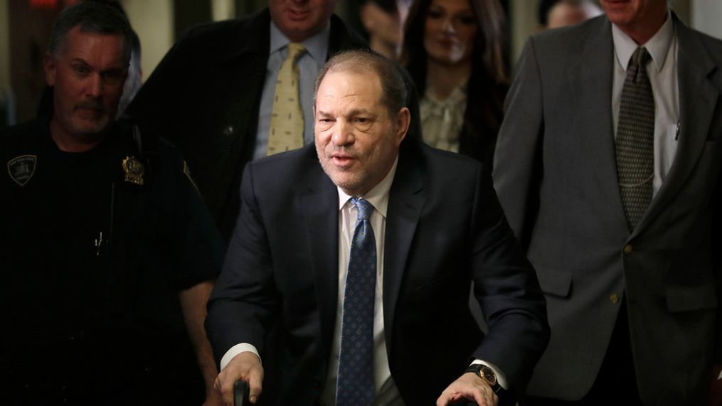 FILE - Harvey Weinstein arrives at a Manhattan courthouse for jury deliberations in his rape trial, Feb. 24, 2020, in New York. (AP Photo/Seth Wenig, File)