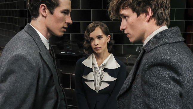 {p}{&nbsp;}(L-R) CALLUM TURNER as Theseus Scamander, ZOË KRAVITZ as Leta Lestrange and EDDIE REDMAYNE as Newt Scamander in Warner Bros. Pictures' fantasy adventure "FANTASTIC BEASTS: THE CRIMES OF GRINDELWALD,” a Warner Bros. Pictures release. (Photo: Warner Bros.){br}{/p}