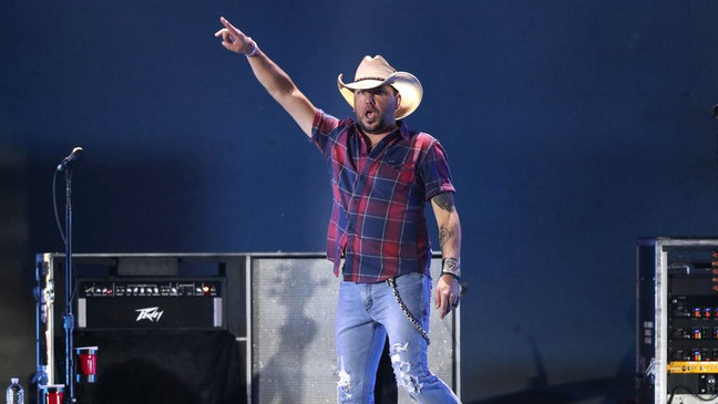 FILE – In this Sept. 21, 2018 file photo, Jason Aldean performs at the 2018 iHeartRadio Music Festival in Las Vegas.{&nbsp;} (Photo by John Salangsang/Invision/AP, File)