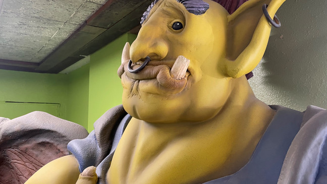A cool-looking monster with pointed ears and a nose-ring on display at Monster City Studios (Photo: Liz Gonzalez){ }{p}{/p}