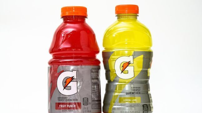 {p}FILE - Bottles of Gatorade are pictured, left, a 32 fluid ounce and 28 fluid ounce, in Glenside, Pa., Monday, June 6, 2022. (AP Photo/Matt Rourke){/p}