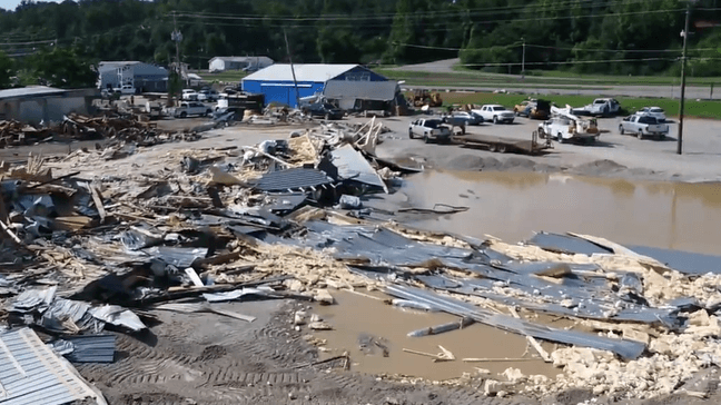 Flood damage in Humphreys County (FOX 17 News SkyEye Drone Image)