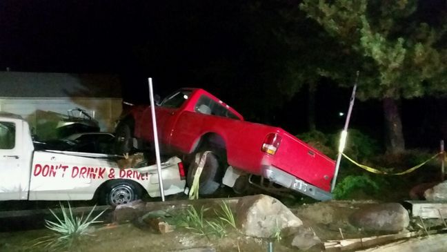 DUII crash at Denis Lafferty's body shop in Salem, Ore. on Saturday, June 18, 2016. (Courtesy Denis Lafferty)