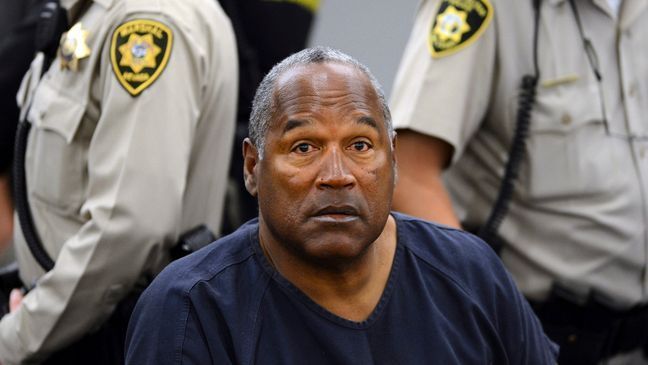 FILE - In this May 14, 2013, file photo, O.J. Simpson sits during a break on the second day of an evidentiary hearing in Clark County District Court in Las Vegas. Simpson, the decorated football superstar and Hollywood actor who was acquitted of charges he killed his former wife and her friend but later found liable in a separate civil trial, has died. He was 76.Â{&nbsp;}  (AP Photo/Ethan Miller, Pool, File)