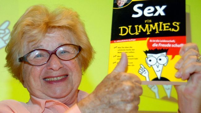 Dr. Ruth Westheimer holds a copy of her book "Sex for Dummies" at the International Frankfurt Book Fair 'Frankfurter Buchmesse' in Frankfurt, Germany, Thursday, Oct. 11, 2007. Westheimer, the sex therapist who became a pop icon, media star and best-selling author through her frank talk about once-taboo bedroom topics, died on Friday, July 12, 2024. She was 96. (AP Photo/Bernd Kammerer)