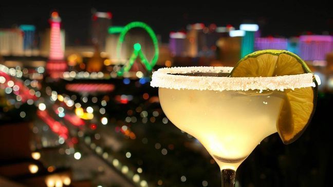 A margarita with the Las Vegas strip in the background. (SBG)