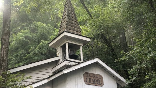 Guests can ring the old school bell turned church bell before attending a service at the chapel. (Dollywood photo)