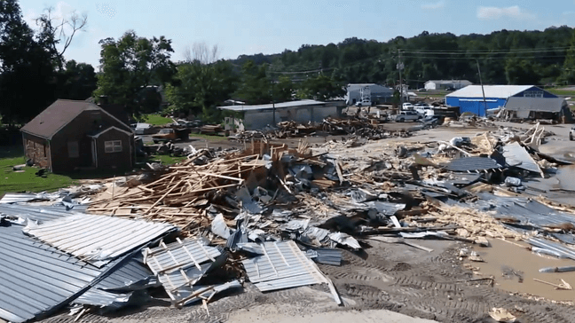 Flood damage in Humphreys County (FOX 17 News SkyEye Drone Image)