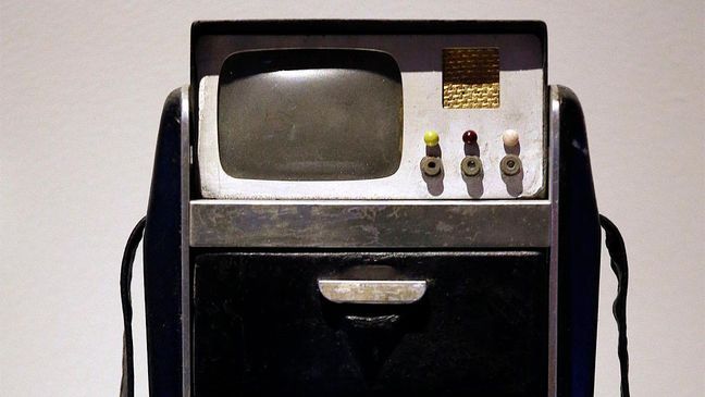 In this photo taken Wednesday, May 18, 2016, a tricorder prop from the original series "Star Trek" is displayed in the exhibit  "Star Trek: Exploring New Worlds," as part of a 50th anniversary celebration of the "Star Trek" franchise at the EMP Museum, in Seattle. (AP Photo/Elaine Thompson)