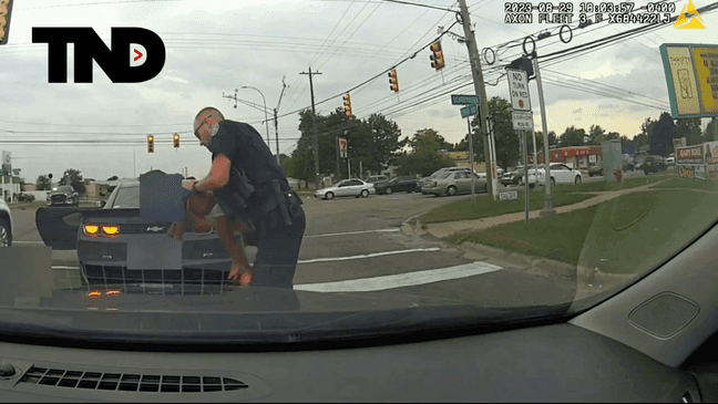 An 18-month-old child struggling to breathe is saved by an officer during a traffic stop in Warren, Wis. (Screenshot from video courtesy of Warren Police Department)