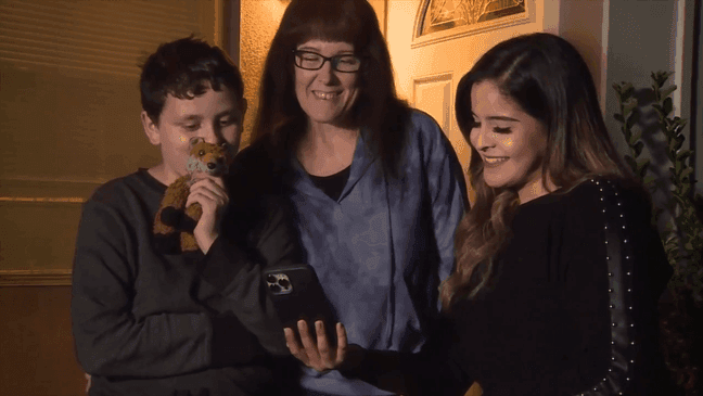 KMPH reporter Mayra Franco shows the video to 11-year-old Jason Perez and his mom. (Photo: KMPH)