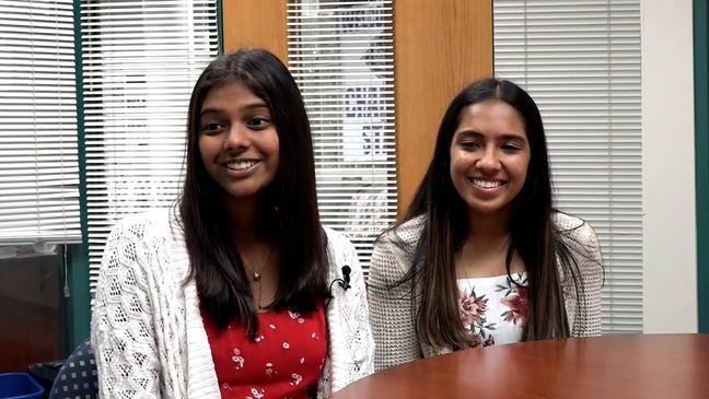 Kaavya Karthikeyan and Akanksha Tibrewala, two Fairfax County students, are aiming to treat Parkinson's symptoms with a one-of-a-kind product they created over the last two years. (WJLA)