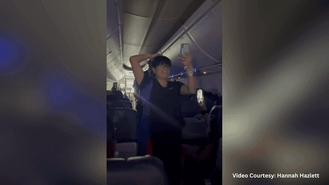 Taylor Swift fans on delayed flight to Salt Lake City put on concert in viral video (Courtesy: Hannah Hazlett)