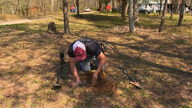 Metal detectorist Stephen Patterson will convey his enthusiasm and knowledge to folks when the Lost Dutchman's Mining Association Vein Mountain Camp hosts the Digger's Detector Hunt Party from April 22-25. (Photo credit: WLOS staff)