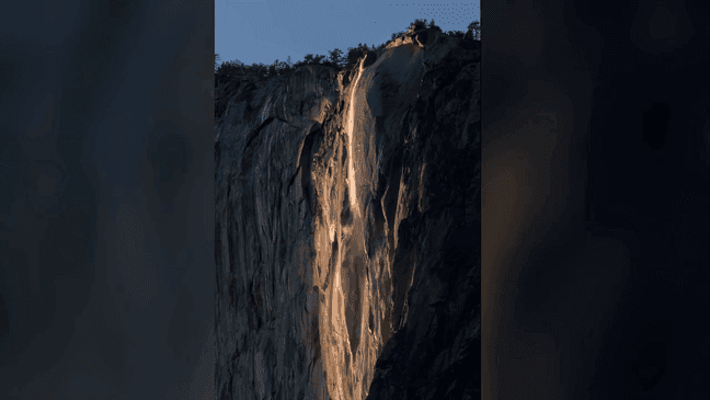 Sun creates spectacular 'Firefall' in Yosemite (Video: Jay Huang)