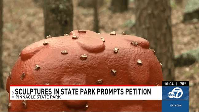 Hikers protesting new 'Beetlejuice'-like sculptures in Arkansas state park (KATV)