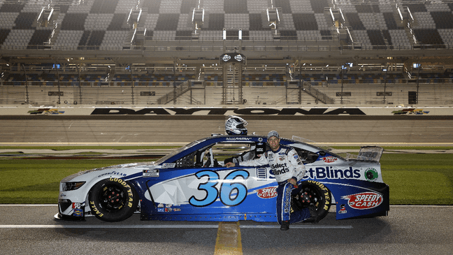 DAYTONA BEACH, FLORIDA - FEBRUARY 10: David Ragan, driver of the #36 Select Blinds Ford, poses for photos during qualifying for the NASCAR Cup Series 63rd Annual Daytona 500 at Daytona International Speedway on February 10, 2021 in Daytona Beach, Florida. (Photo by Jared C. Tilton/Getty Images)