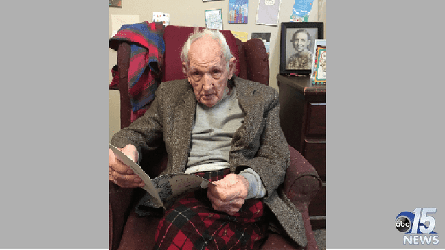 World War II veteran receives more than 1,000 cards for 101st birthday (Credit: Throne Retirement Home)