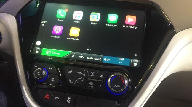 The main screen for Apple CarPlay in the 2017 Chevrolet Bolt EV (Sinclair Broadcast Group / Jill Ciminillo)