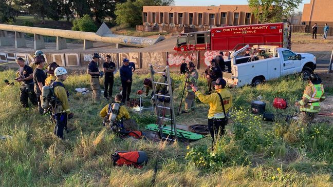 It took a crew of 50 people a total of 3.5 hours to rescue the man from the storm drain (Photo:{&nbsp;}Contra Costa County Fire Protection District)