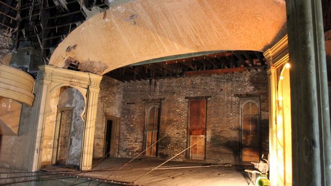 Neglected for years, the opera house still held its beauty with French-inspired architecture, a slanted stage, and a horseshoe balcony filled with intricate details. (FOX 17 News photo){p}{/p}