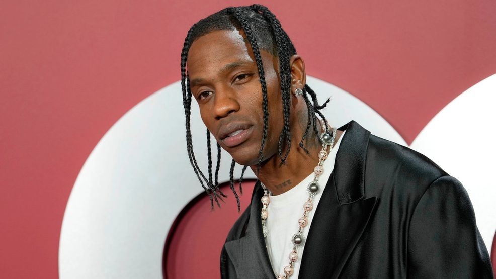 FILE - Travis Scott arrives at GQ's Men of the Year Party in Los Angeles on Nov. 16, 2023. (AP Photo/Chris Pizzello, File)