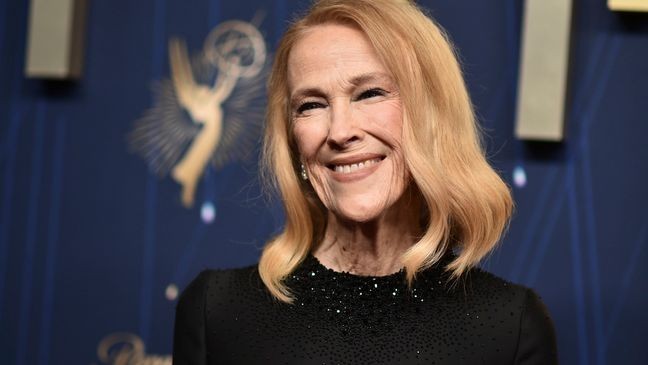 Catherine O'Hara arrives at the 77th Primetime Emmy Awards on Sunday, Sept. 14, 2025, at the Peacock Theater in Los Angeles. (Photo by Richard Shotwell/Invision/AP)