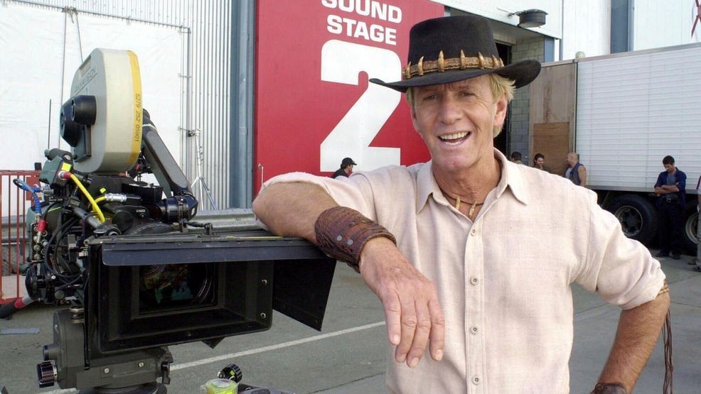 FILE - Actor Paul Hogan stands on the set of "Crocodile Dundee in Los Angeles" on the Gold Coast, Australia Tuesday Aug. 29, 2000. (AP Photo/Steve Holland, File)