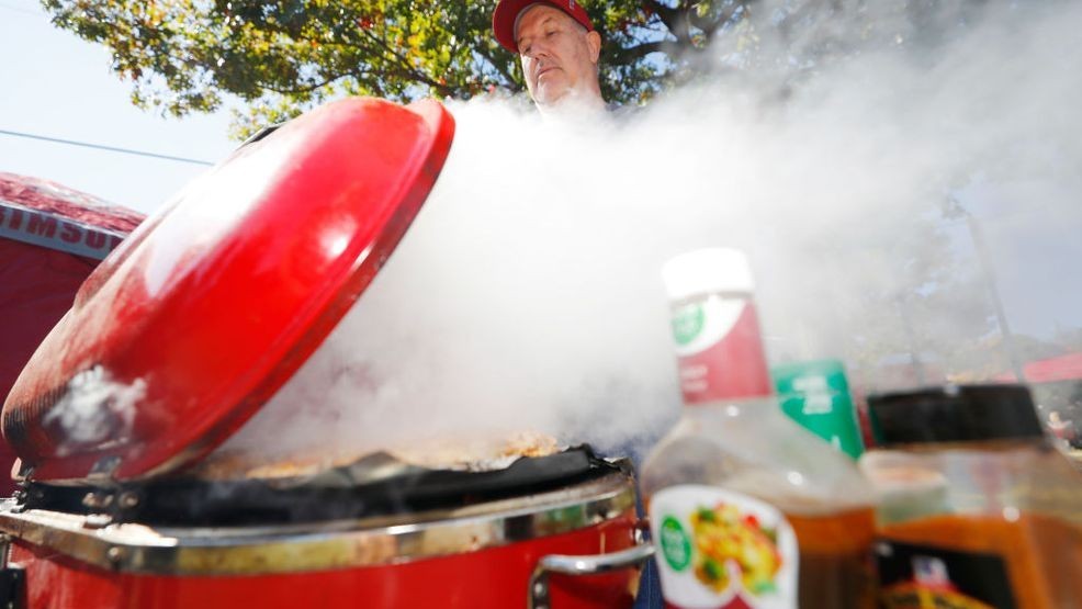 TUSCALOOSA, ALABAMA - NOVEMBER 09: A fan tailgates prior to the game between the Alabama Crimson Tide and the LSU Tigers at Bryant-Denny Stadium on November 09, 2019 in Tuscaloosa, Alabama. (Photo by Kevin C. Cox/Getty Images)