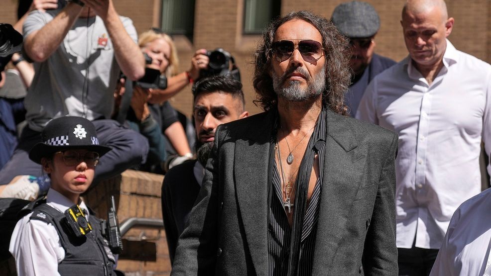 Image for story: Russell Brand pleads not guilty to rape and sexual assault charges