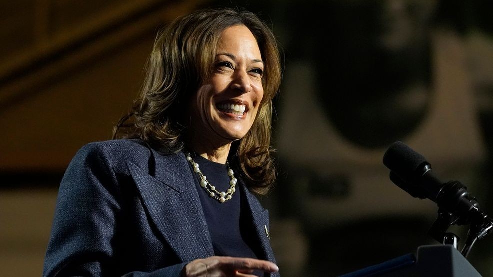 Democratic presidential nominee Vice President Kamala Harris speaks during a campaign rally at Jenison Field House on the campus of Michigan State University, Sunday, Nov. 3, 2024, in East Lansing, Mich. (AP Photo/Jacquelyn Martin)