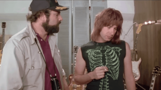 Rob Reiner (as Marty DiBergi) and Christopher Guest (as Nigel Tufnel) in "This is Spinal Tap." (Courtesy: Embassy Pictures)
