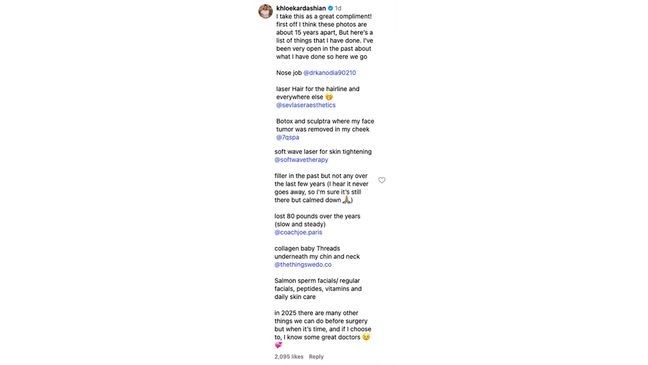 Kardashian tagged the doctors who did her preocedures in a comment on Dr. Jonny Betteridge's post. (Courtesy: Instagram){br}{p}{/p}