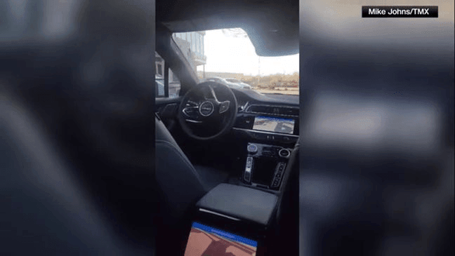 A man was stuck inside a circling Waymo taxi car at the Scottsdale Airport in December 2024. (CNN Newsource)