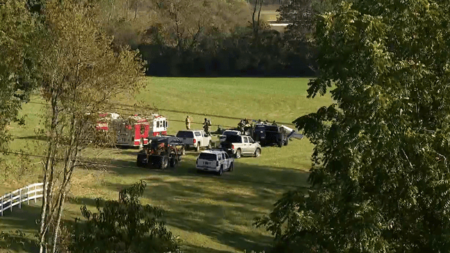 SEPT. 18, 2025 - The scene of a plane crash in Macon County, N.C., where no one on board survived, according to Macon County dispatch. (Photo credit: WLOS Staff){p}{/p}