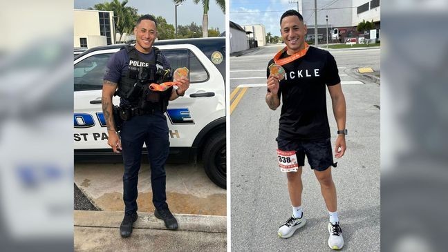 {p}The West Palm Beach Police Department congratulated one of its own — Officer Nelson Caceres — for accomplishing his first marathon, waking up at 4 a.m. to complete a grueling 26.2 mile run in an impressive four hours and 29 minutes. After this remarkable feat, he returned to duty with the e-bike unit, patrolling the streets until 7:30 p.m. (WPBPD){&nbsp;}{/p}