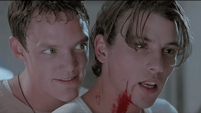 Matthew Lillard and Skeet Ulrich in "Scream." (Courtesy Miramax)