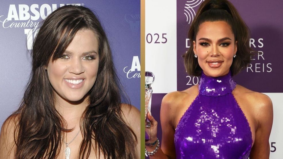 Khloe Kardashian in 2008 and 2025(Photo by ANDREAS BRANCH/Patrick McMullan via Getty Images// Andreas Rentz/Getty Images for Fragrance Foundation )