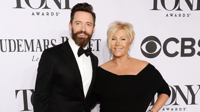 Host Hugh Jackman and Deborra-Lee Furness attend the 68th Annual Tony Awards at Radio City Music Hall on June 8, 2014 in New York City.  (Credit: Dimitrios Kambouris/Getty Images)
