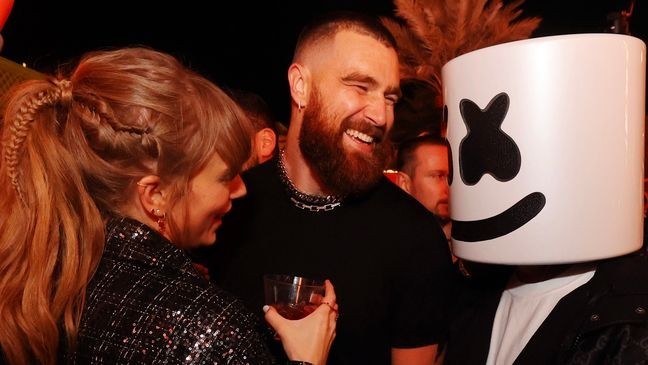 Taylor Swift and Travis Kelce arrive to the Famed XS Nightclub inside Wynn Las Vegas after Super Bowl LVIII on Feb. 11, 2024. (Photo Credit Danny Mahoney)