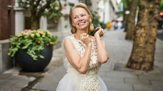 LONDON, ENGLAND - JULY 23: Pamela Anderson at "The Naked Gun" London Photocall at Corinthia London on July 23, 2025, in London, England. (Photo by Tim P. Whitby/Getty Images for Paramount Pictures)
