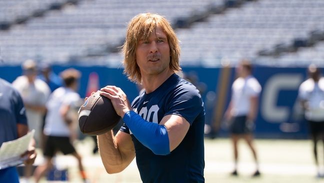 CHAD POWERS - Eight years after an unforgivable mistake nukes his promising college football career, hotshot quarterback Russ Holliday tries to resurrect his dreams by disguising himself as Chad Powers - a talented oddball who walks on to the struggling South Georgia Catfish. (Disney/Daniel Delgado Jr.)GLEN POWELL