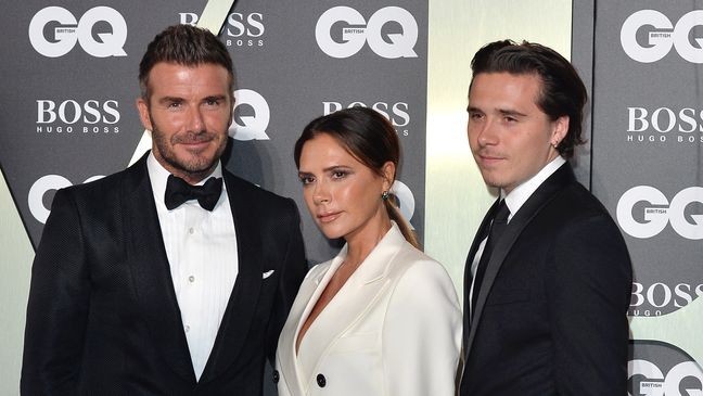 LONDON, ENGLAND - SEPTEMBER 03: David Beckham, Victoria Beckham and their son Brooklyn Beckham attend the GQ Men Of The Year Awards 2019 at Tate Modern on September 03, 2019 in London, England. (Photo by Jeff Spicer/Getty Images)
