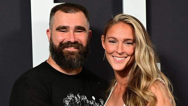 Kylie Kelce praised Taylor Swift's "New Heights" appearance, the podcast hosted by her husband, Jason Kelce, and Travis Kelce. (Photo by Lisa Lake/Getty Images for Prime Video)