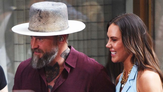 NEW YORK, NY - JULY 25: Zac Brown and Kendra Scott are seen on NBC's "Today" at Rockefeller Plaza on July 25, 2025 in New York City.  (Photo by Patricia Schlein/Star Max/GC Images)