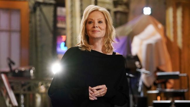 This image released by NBC shows Jean Smart during promos for "Saturday Night Live" on Tuesday, Sept. 24, 2024, at Studio 8H in New York. (Rosalind O'Connor/NBC via AP)