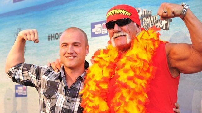 CULVER CITY, CA - AUGUST 01:  Wrestler Hulk Hogan (R) and son Nick Hogan arrive at the Comedy Central Roast Of David Hasselhoff held at Sony Pictures Studios on August 1, 2010 in Culver City, California. The "Comedy Central Roast of David Hasselhoff" will air on Sunday, August 15, 2010 at 10:00 p.m. ET/PT.  (Photo by Alberto E. Rodriguez/Getty Images)