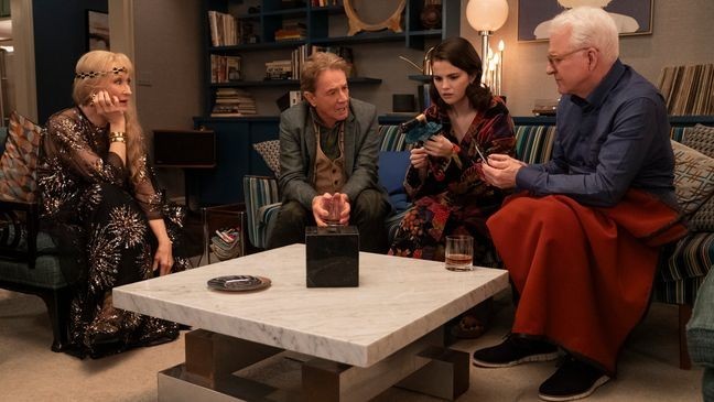 ONLY MURDERS IN THE BUILDING - “Cuckoo Chicks” - Mabel gathers a ragtag group to crash an exclusive ladies night. While trying to save the Arconia from being sold, Charles and Oliver accidentally end up in couples’ therapy. (Disney/Patrick Harbron)MERYL STREEP, MARTIN SHORT, SELENA GOMEZ, STEVE MARTIN