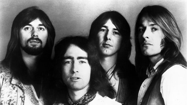 (L-R) Boz Burrell, Paul Rodgers, Mick Ralphs and Simon Kirke of the rock band "Bad Company" pose for a portrait in circa 1973. (Photo by Michael Ochs Archives/Getty Images)