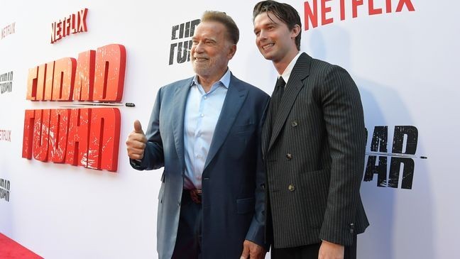 LOS ANGELES, CALIFORNIA - JUNE 11: (L-R) Arnold Schwarzenegger and Patrick Schwarzenegger attend Netflix's Los Angeles premiere of  "Fubar" Season 2 at Netflix Tudum Theater on June 11, 2025 in Los Angeles, California. (Photo by Charley Gallay/Getty Images for Netfix)